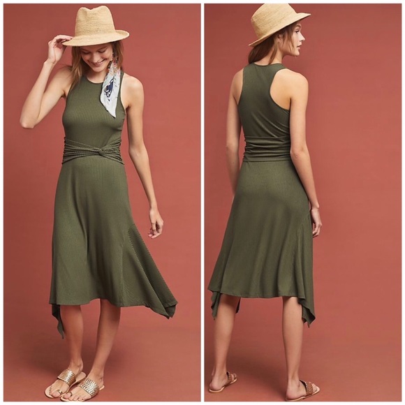 Anthropologie Dresses & Skirts - Green Anthropologie Ribbed Kingsolver Midi Dress